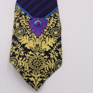 Versace V2 Vintage Royal Purple Floral Silk Neck Tie 60” x 3.5” Menswear